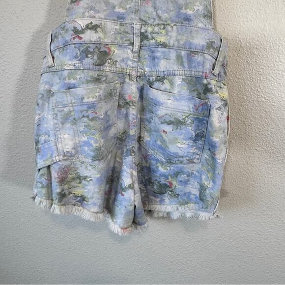 Pilcro Anthropologie Cut Off Denim Short Overalls Womens 25 Pastel Beachy Jean - Picture 3 of 12